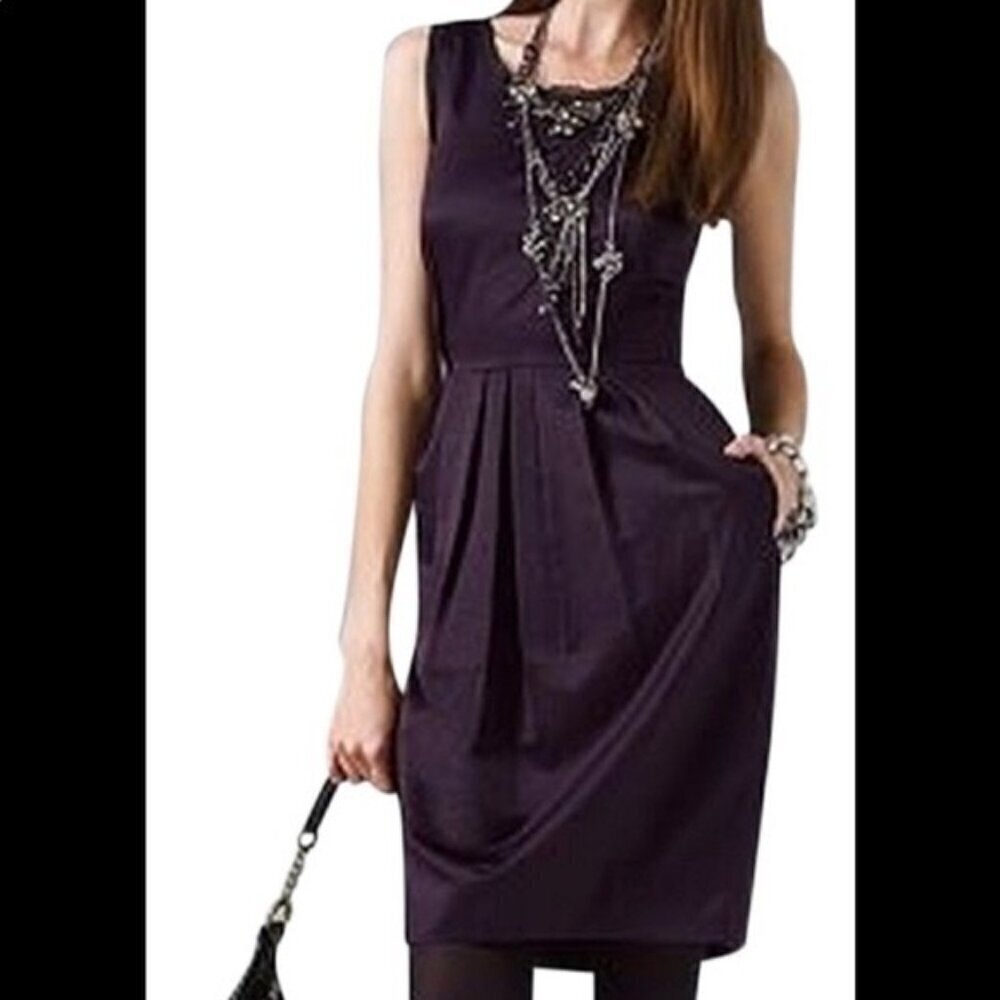 Simply Vera Vera Wang Plum Sheath Pockets Embellished Cocktail Dress Size 10